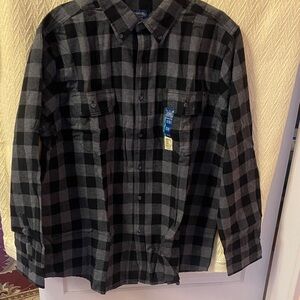 Faded Glory Men's Black and Gray Checkered Shirt